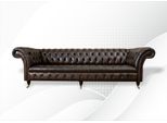 Divano Grande Xxl Divano Chesterfield 265Cm Divani Imbottiti 4 Posti Pelle Tessuto