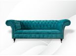 Divano Chesterfield Tappezzeria Divani Tessile Classico Turchese 3 Posti Tessuto Nuovo