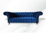 Chesterfield 3 Posti Design Blu Divani Imbottiti Divani In Velluto Tessuto Lusso
