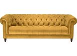Giallo Tre Posti In Tessuto Salotto Design Divani Imbottiti Divano Chesterfield