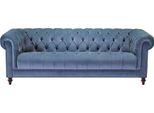 Azzurro Tre Posti In Tessuto Chesterfield Design Divano Imbottito Divani Originale Nuovo