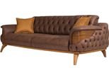 Divano A Tre Posti Lusso Chesterfield In Pelle Marrone Design Soggiorno