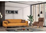 Set Di Divani Chesterfield Moderni A Tre Posti Divani Di Lusso Poltrone Giallo 2Pcs