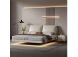 Letto A Muro Bianco Per La Camera Da Letto, Letto Matrimoniale Di Design In Pelle, Struttura In Legno