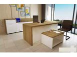 Ufficio Set Moderno Scrivania Angolare Tavolino Marrone Schedario 3 Pezzi.