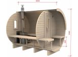 Cabina Sauna A Botte Rotonda Sauna In Legno All'aperto Sauna In Legno Massiccio 300Cm 4 Persone
