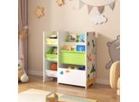Scaffale Per Bambini 'Vimianzo' Con 5 Scomparti E 3 Scatole Pieghevoli Motivo Dinosauro 60 X 65 X 30 Cm