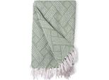 Coperta Mova Con Frange 100% Cotone, 125 X 150 Cm