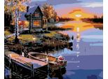 Zuty - Quadro Numerico - Sunset Over The Lake, 40X50 Cm, Senza Telaio