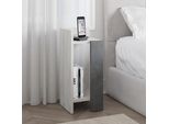 Decortie Elos Comodino Moderno Modulo Sinistro Bianco Antico Grigio Retrò, 27 X 25 X 60 Cm