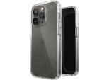 Speck Presidio Perfect-Clear Con Glitter - Custodia Per Iphone 14 Pro Con Rivestimento Microban (Clear / Gold Glitter)