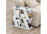 Decortie Lazena Tavolino Laterale Moderno Effetto Marmo Bianco Multiuso A 3 Livelli 60 X 22 X 57 Cm