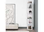 Decortie Piano Libreria Moderna Ad Angolo, Effetto Marmo Bianco, 31 X 31 X 159 Cm