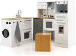 Costway Cucina Ad Angolo Con Suoni E Luci, Cucina Per Bambini In Legno, Incl. Sgabello E Accessori Per Il Gioco, Per Bambini A Partire Dai 3 Anni Di Età