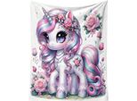 Coperta Bianca In Micropush 150X200 Cm - Unicorno Di Cristallo