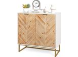 Costway Mobiletto Buffet Con Vano Portaoggetti, Mobiletto Credenza Con Ante E Ripiano, Tavolo Consolle Con Gambe In Metallo, Mobiletto D'accento Moderno Bianco