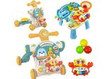 Coil Girello 4 In 1, Giocattolo Educativo, Giocattolo Musicale, Girello Per Bambini, Girello Con Luce E Musica, Monopattino, Tavolo Da Gioco, Regolabile In Altezza, Da 12 Mesi, Verde