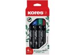 Kores M20784 Marcatore Permanente Kores "Eco XP2"", Punta A Cuneo, Confezione Da 4 Pz"