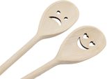 Set Di Cucchiai Da Cucina Svedesi In Legno Con Smiley In Faggio, 30 Cm, 2 Pezzi