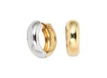 Paar Creolen Jobo, Gold (Gelbgold 333), Ohrringe, Damen, 14,6Mm, Gelbgold 333, Rund 333 Gold Bicolor