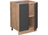 Vicco Mobiletto Base Cucina Fame-Line, 60 Cm , Pt Antracite, Antracite-Oro/Quercia Dorata