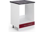 Vicco Mobile Per Forno Da Incasso Fame-Line, 60 Cm , Pt Antracite, Rosso Bordeaux Lucido/Bianco