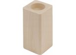 Portacandela 10X6 Cm Rettangolare Con Angoli Arrotondati In Legno Di Faggio 1 Pezzo