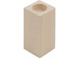 Portacandele 10X6 Cm Rettangolare In Legno Di Faggio 1 Pezzo
