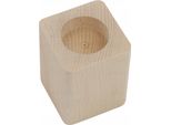 Portacandele 8X6 Cm In Legno Di Faggio Con Angoli Arrotondati 1 Pezzo