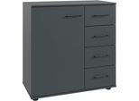 Kombikommode Wimex "Taiga", Grau (Graphit), B:81Cm H:83Cm T:41Cm, Holzwerkstoff, Sideboards, Kombikommode, 1 TüRig Und 4 Schubladen