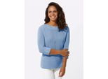 3/4 Arm-Pullover CASUAL LOOKS 3/4-Arm-Pullover, Damen, Gr. 52, blau (eisblau), 100% Baumwolle, unifarben, 3/4-Ärmel, Pullover