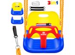 KIDIZ® Babyschaukel Kinderschaukel 3 in 1 Babysitz verstellbar Mitwachsend Schaukelsitz Gartenschaukel für Baby Kinder mit Rückenlehne und Anschnallgurt belastbar bis 100kg Indoor Outdoor