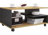 Tavolino & Tavolino Stango Antracite / Miele Di Quercia Dimensioni Ca. A. 41 X L. 80 X P. 50 Cm