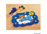 Modello Fuori Produzione Tappeto Sagomato Vervaco "Orso Con Pigiama Blu Su Una Nuvola"""