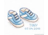 Luca-S Set Per Punto Croce "Baby Shoes Boy"", Schema Contato, 12,5X8Cm"