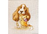 Modello Fuori Produzione Luca-S Set Per Punto Croce "Basset With Speilzeug"", Schema Contato, 16,5X18,5 Cm"