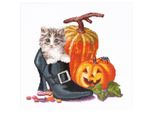 Thea Gouverneur Kit Punto Croce "Haloween Gattino Aida"", 31X30Cm"