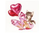 Thea Gouverneur Kit Punto Croce "Il Gattino Di San Valentino Aida"", 31X30Cm"
