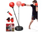 Costway Punching Ball 120-154Cm Regolabile In Altezza, Punching Ball Autoportante, Set Di Sacchi Da Boxe, Set Da Boxe, Set Da Boxe Con Guantoni Da Boxe E Pompa A Mano, Adatto Per Adulti, Ragazzi E Ragazze A Partire Dagli 8 Anni Di Età
