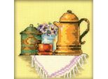 Set Per Punto Croce Rto "Una Tazza Di Caffè Al Mattino"" H199, Schema Contato, 10X10 Cm"