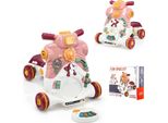 Costway Costway Ausilio Per Sedia E Piedi 3 In 1 Per Neonati Baby Walker 46 X 46 X 46 Cm Rosa