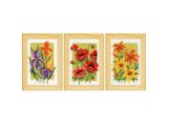 Vervaco Set Punto Croce "Summer Flowers Set Of 3"", Schema Di Conteggio, 8X12Cm"
