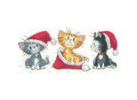 Set Per Punto Croce Heritage Con Tessuto Contato "Gattino Di Natale (L)"", Schema Contato, CRCK1156-E, 26X13Cm"