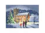 Set Per Punto Croce Heritage Con Tessuto Contato "Chiesa Di Natale (L)"", Schema Contato, JCCH1144-E, 31X22Cm"