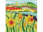 Set Per Punto Croce Heritage In Aida "Paesaggio Di Narcisi"", Schema Contato, KCAL1517-A, 20,5X20,5Cm"