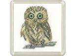 Set Punto Croce Heritage Aida "Gufo (A)"", Schema Contato, CFOW1193-A, Sottobicchiere 7,5X7,5Cm"