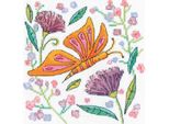 Fuori Produzione Set Per Punto Croce Heritage In Aida "Orange Butterfly"", Schema Contato, KBOB1597-A, 15X15Cm"