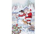 Letistitch Set Punto Croce "Pupazzo Di Neve E Babbo Natale"", Schema Contato, 33X22Cm"