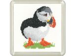 Set Per Punto Croce Heritage Aida "Puffin"", Schema Contato, CFPF1479-A, Sottobicchiere 7,5X7,5Cm"