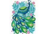 Fuori Produzione Set Per Punto Croce Heritage In Aida "Peacock"", Schema Contato, KCPE1504-A, 14,5X19,5Cm"
